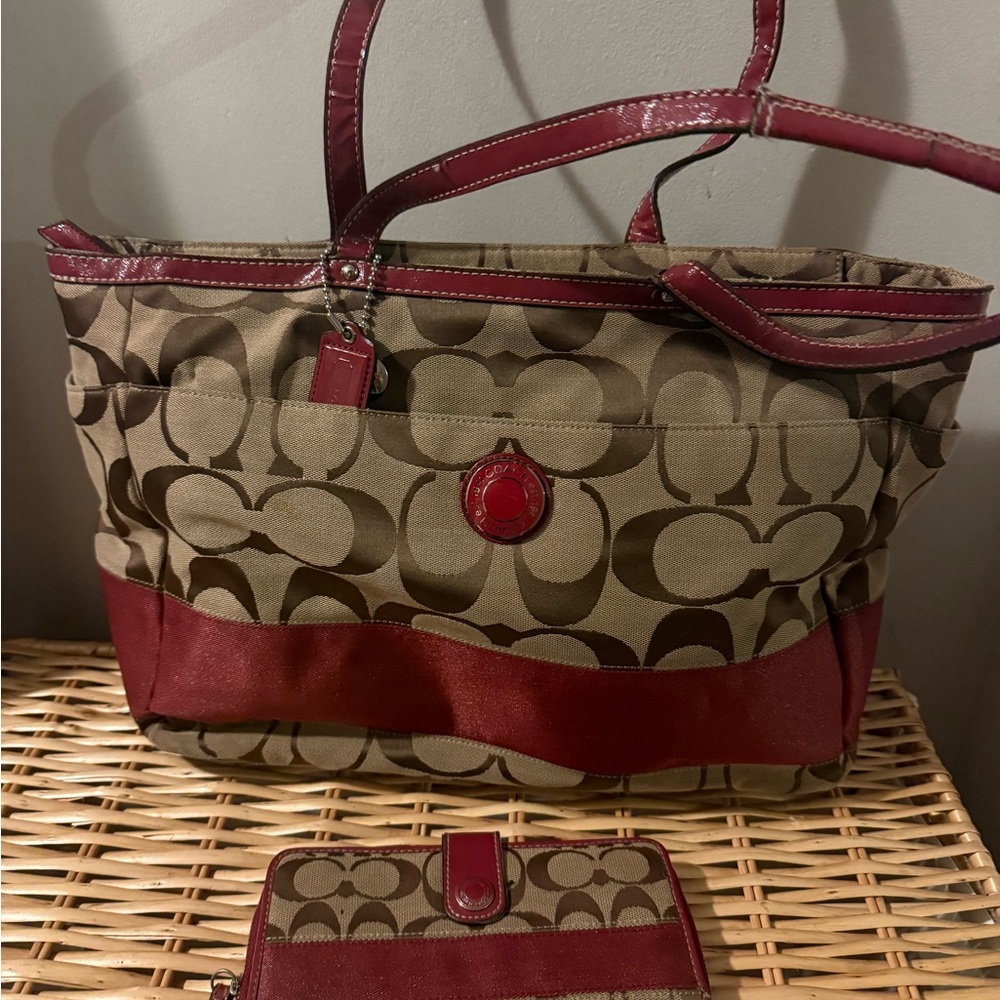 Coach Signature Diaper Bag and wallet